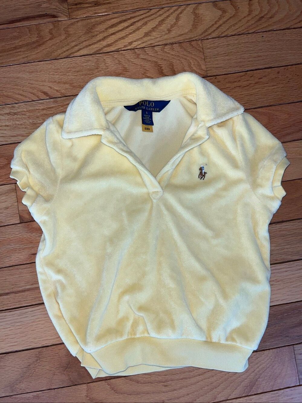 Polo Ralph Lauren Girls Size 6 Yellow Terrycloth Short Sleeve
